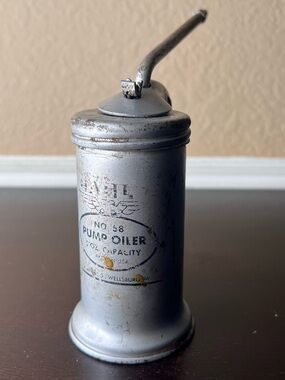 Vintage 1940 Eagle No. 58 Pump Oiler, Industrial Garage Oil Can